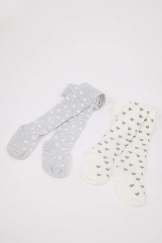 Defacto Kız Bebek Dikişsiz 2'li Pamuklu Külotlu Çorap D2493A5NSKR1 Çok Renkli