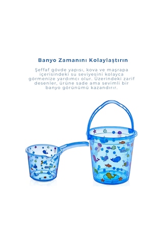 Babyjem Şeffaf Kova & Maşrapa Set Mavi Desenli