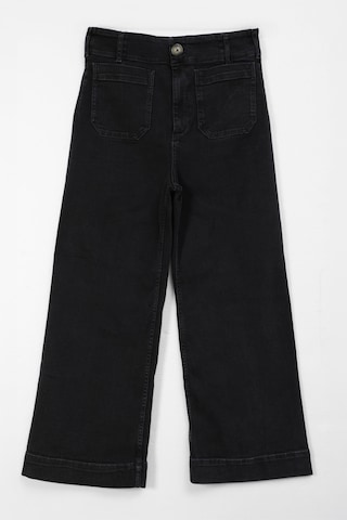 Bluew White Kadın Yüksek Bel Wide Leg Likralı Antrasit Jean Pantolon