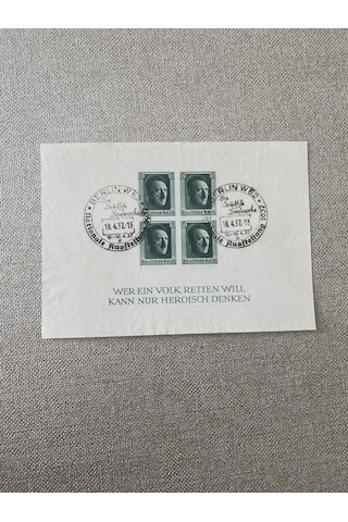 Adolf Hitler 48 Doğum Günü Damgalı İmperfore Pul Bloğu 015