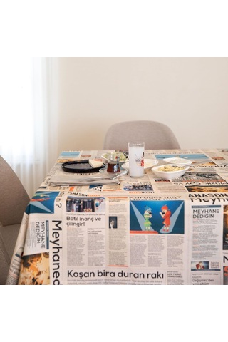 Anason İşleri Gazete Masa Örtüsü Renkli