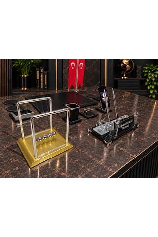 Ofis Prestij 13 Parça Gold Denge Toplu Kristal Kişiye Özel İsimlik Ve Sümen Seti Gold - Siyah