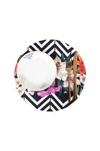 Zambak Desen Amerikan Servis, Kumaş Supla Çok Renkli