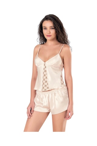 Primoda Willike Fildişi Saten Babydoll Şort Takımı Fil Dişi