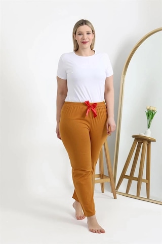 Mtm My The Mall Kadın Pamuklu Büyük Beden Alt Pijama Hardal Hardal