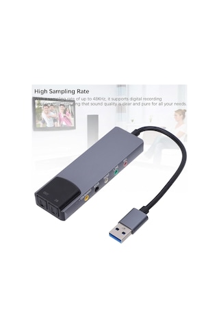 overzone 6 İn 1 Usb Harici Ses Kartı, ENT 5.1 Ve 7.1 Kanal, Spdıf Optik Giriş Çıkış, Mikrofon Line In Front Rear Center Bass, Usb 2.0, 32/44/48khz, Aes/ebu Iec60958, Windows Mac Uyumlu Zr1311