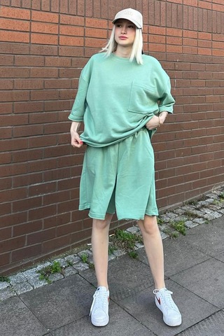 Madmext Mint Yeşili Kısa Kollu Şort Takım Mg1981-mint Yeşili Mint Yeşili