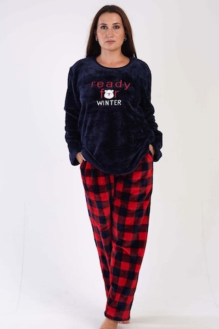 Vienetta Kadın Uzun Kol Büyük Beden Welsoft Lacivert Pijama Takımı 3c0t4n0o83 001