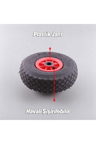 Plastik Jantlı Siboplu 260x85 Mm El Arabası Tekeri Burçlu İç Lastikli Şişme Havalı Taşıma Arabaları