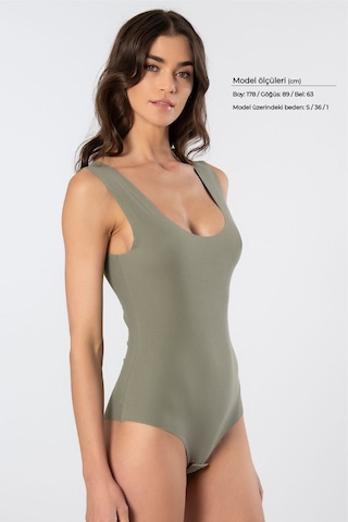 Türen Kadın Lazer Kesim Pamuklu Çıtçıtlı Body 905/yeşil Yeşil