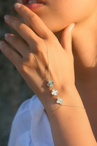 14k Altın Kaplamalı 925 Ayar Gümüş Granada Saray Yoncaları Şahmeran - Beyaz 45104103 Altın