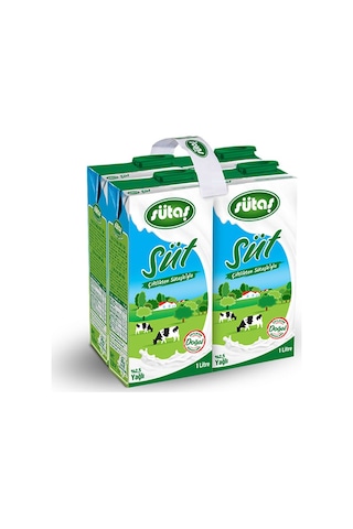 Sütaş Yağlı Süt 12 x 1 L