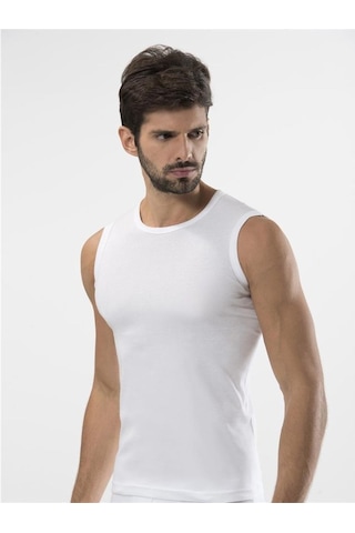Türen 134 Spor O Yaka Erkek Atlet İkili Paket-beyaz Beyaz