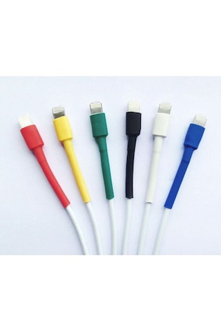 Kopya - Apple Iphone Şarj Kablo Koruyucu 10 Adet 6 Cm 6,4mm Makaron Beyaz