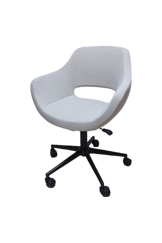 Bilgisayar Çalışma Sandalyesi Döküm Süngerli Krem Keten Kumaş