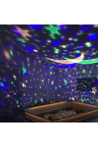 Çocuklar İçin Gece Lambası / Projektör - Yıldızlı Pembe Lamba