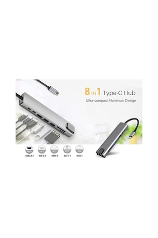 Apple Uyumlu MacBook Pro Air 8In1 Samsung Huawei Xiaomi Type-C Çoğaltıcı Hub