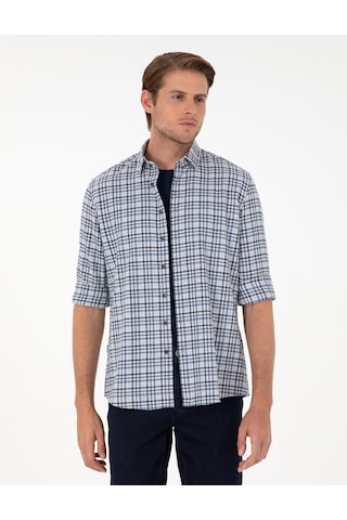 Pierre Cardin Erkek İndigo Gömlek Desenli 50292811-vr028 İndigo