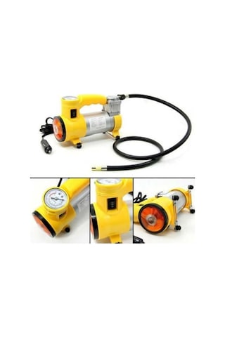 Metal Gövdeli Sarı Işıklı Mini Oto Araç Hava Kompresörü 12v