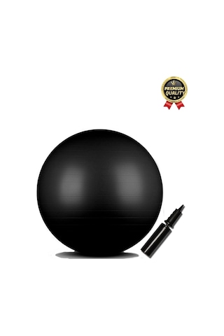Premium Mini Gymball 20cm Jimnastik Denge Fitness Spor Şişirme Pompası Siyah Pilates Topu