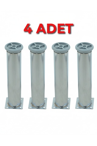 Ludıa Metal Ayarlanabilir 4 Adet Mobilya Ayağı Metal Tablalı 20cm Gri