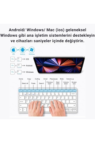 Coofbe Premium 2.4g Kablosuz Bluetooth Klavye Mouse Seti Şarj Edilebilir Telefon Tablet Laptop Klavye Seti