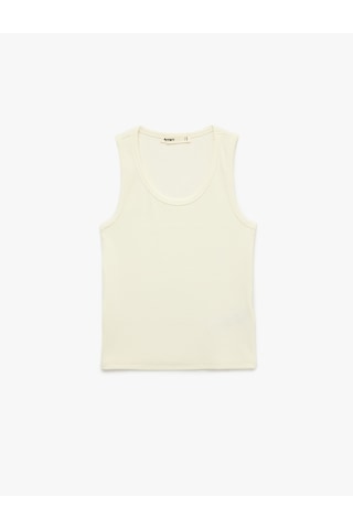 Koton Pamuklu Kaşkorse Slim Fit U Yaka Fitilli Atlet Beyaz 6sak10387ek