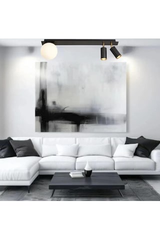 Rsylight Retro Masa Üstü 3 Lü 180derce Ledli Beyaz Opal Camlı Led Spot Beyaz Ampüllü Siyah