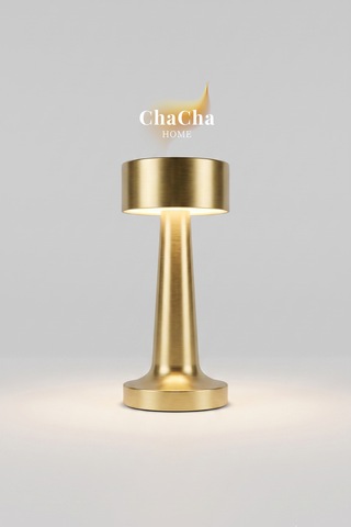 Chacha Home Nova Metal Led Masa Lambası 22x10 Cm - Modern Silindir Başlıklı Lüks Dekoratif Abajur Gold