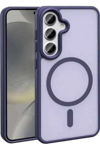 Galaxy S24 Plus Kılıf M-safe Şarj Özellikli Mat Arka Yüzey Zore Sio Kapak Koyu Mor