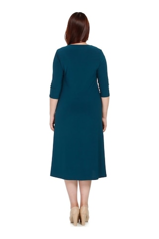 Nidya Moda Büyük Beden Hazır Yakalı Elbise-4079P Petrol