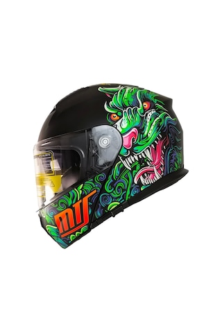 Mts 966 V2 Drago Çene Açılır Kask Siyah - Yeşil