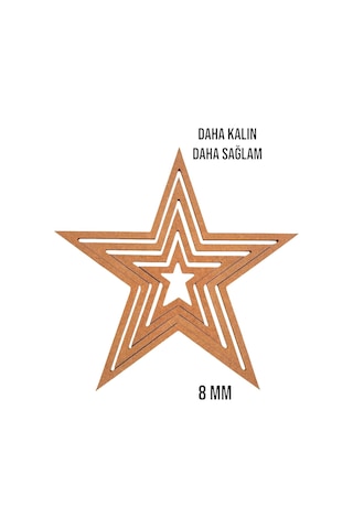 4'lü Yildiz Ham Mdf, 8mm Kalınlık, 30 Cm Kasnak, Boyanabilir Vidasız Kasnak, Makrome Halkası