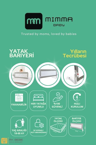 150 cm Bebek Çocuk Katlanabilir Güvenlik Yatak Bariyeri Gri