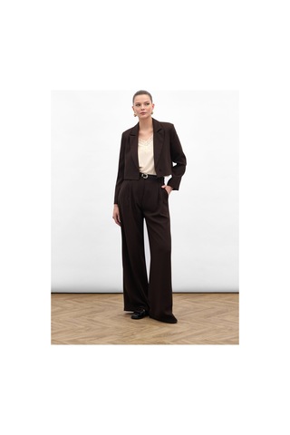 Sateen Luna Krep Pantolon - Kahve-136964 Kahve