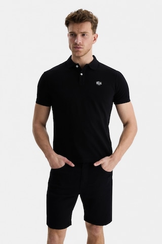 Ucla Lakes Siyah Polo Yaka Nakışlı Standard Fit Erkek Tshirt Siyah