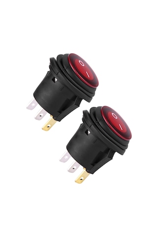 Yaozixa 2 Adet 20mm Delikli 3 Pin Su Geçirmez Kırmızı Led Anahtarı, 12v-24v Dc Uyumlu, Spst On/off, Döndürme Engeli, Araç Ve Diğer Cihazlar İçin