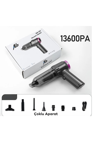 Ally ﻿Mefa Ös 13600Pa Güçlü 2 Kademeli Vakumlu Kablosuz Üflemeli Mini Araç Süpürgesi