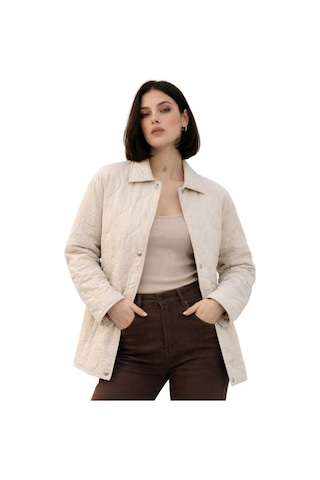 Kadın Desenli Çıtçıtlı Çift Cepli Oversize Kapitone Ceket-391 Taş
