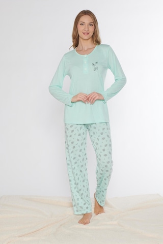 Uzun Kol Pijama Takımı Viskon Alperi 790-77 Mint