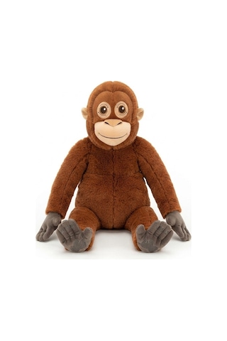 Sevimli Peluş Maymun 60 Cm - Büyük Boy Yumuşak Orangutan Oyuncak - Çocuk Uyku Arkadaşı Hediye Kahverengi