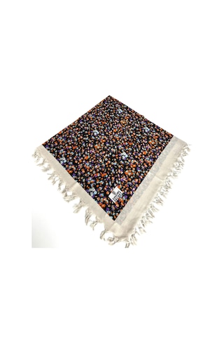 Shawl Secret Sökme Boncuklu Pamuk Yazma - 05868 Siyah-taş