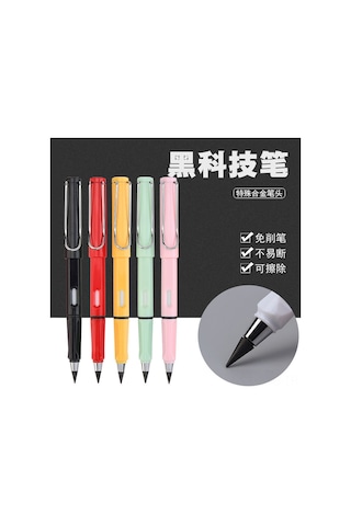 Symbee Öğrenci İçin Sıfır Mürekkep Sonsuz Yazma Kalemi - Doğru İçimli, Kırılmaz, Hb Uç Değiştirilebilir, Hafif Ve Dayanıklı Gümüş