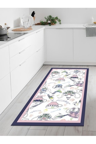 Makinede Yıkanabilir Kaymaz Taban Leke Tutmaz Dijital Baskı Mutfak Halısı 6349m 001