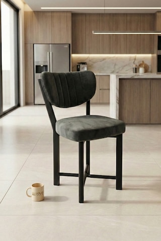 Sandalye 1 Adet Baby Face Kumaş Metal Modern Mutfak Sandalyesi Cafe Balkon Ofis Elma 9814 Gri Çok Renkli