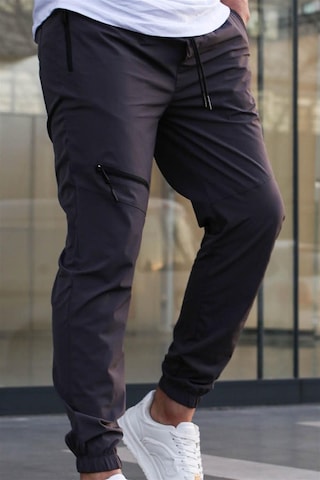Madmext Füme Fermuar Detaylı Paraşüt Jogger Pantolon Füme