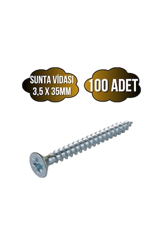 Sunta Vidası 3,5x35mm Çinko Ahşap Mdf Montaj Vidası 3,5x35mm 100 Adet 35 MM