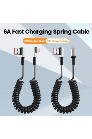 Tongxida Olaf 6a Usb Tip C Veri Kablosu, 90 Derece Elbow, Araba Bahar Pd Hızlı Şarj, 1.6m, C To C, Çevik Kablo