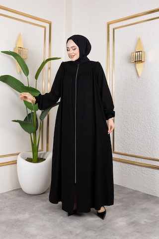 Nevayla Moda Ön Ve Arka Robalı Ferace - Siyah / F0142 Siyah