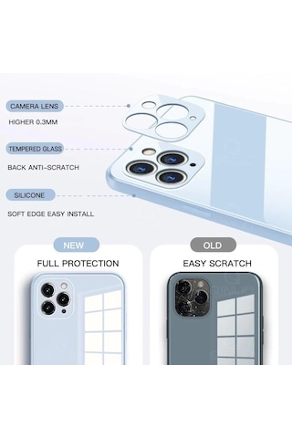 Apple Uyumlu iPhone 11 Parlak Cam Kamera Korumalı Telefon Kılıfı